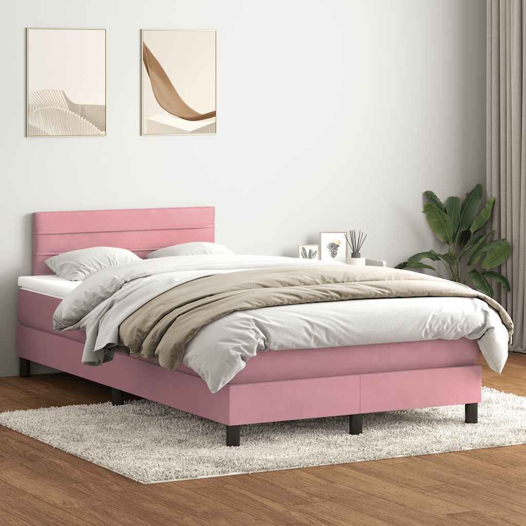 Möbel Boxspringbett mit Matratze Rosa 120x210 cm Samt - Klassische Betten 3316304