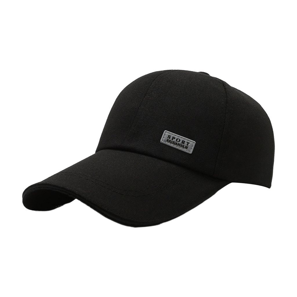 Männer Baseball Hut Lange Harte Krempe Einfarbig Sonnenschutz Anti-Uv Einstellbare Pferdeschwanz Loch Lässige Hip Hop Outdoor Sun Cap-Schwarz
