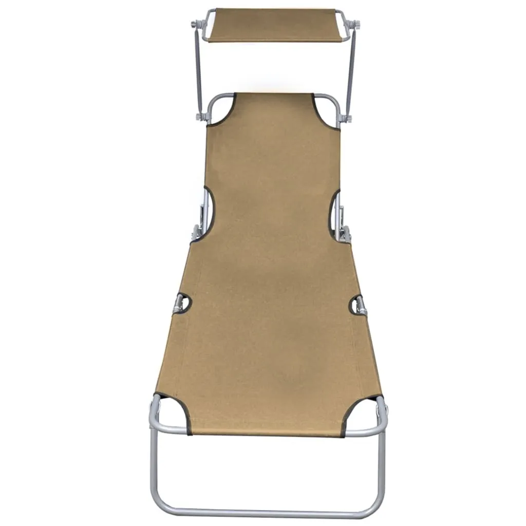 Lettino Mare Pieghevole Taupe con Tettuccio - Leggero e Resistente