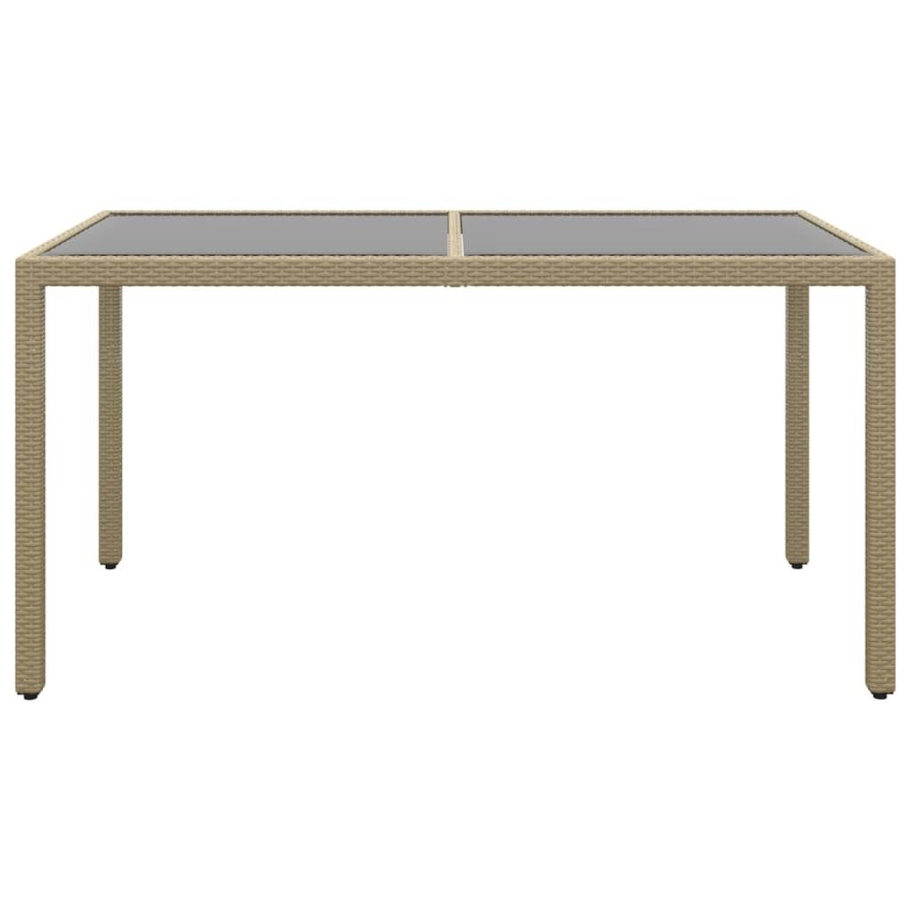 "WINTER SALE"Gartentisch/Terrassentisch - HOMMIE - elegantes Design - 150x90x75cm Hartglas und Poly Rattan Beige - Gartentische NeuMöbel563745