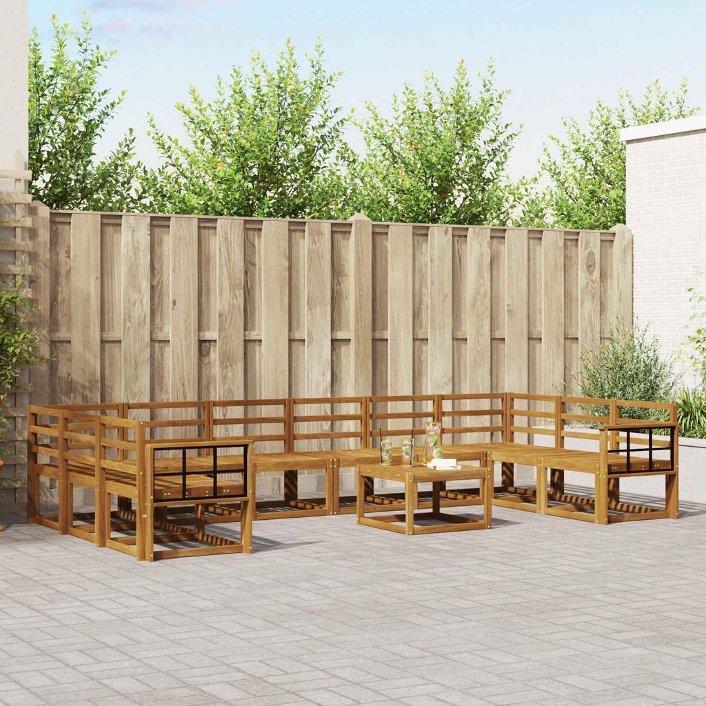 Outdoor-Sofagarnitur - VIDAXL - Terrassen-Sofa - 11 pcs - Natur Massivholz Akazie