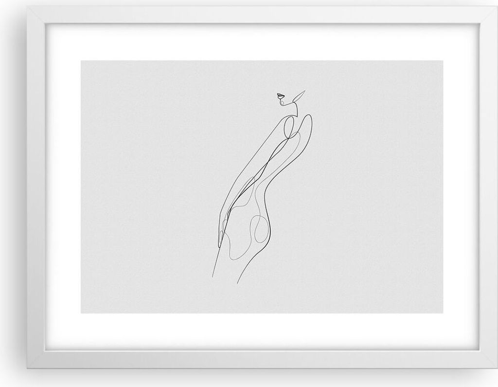 Gerahmtes Poster - Weißer Rahmen - Kontur Frau Minimalismus - 40x30 cm - Wand Bild - Wanddeko - Wandbilder - Kunstposter - Wandposter - Bilderrahm...