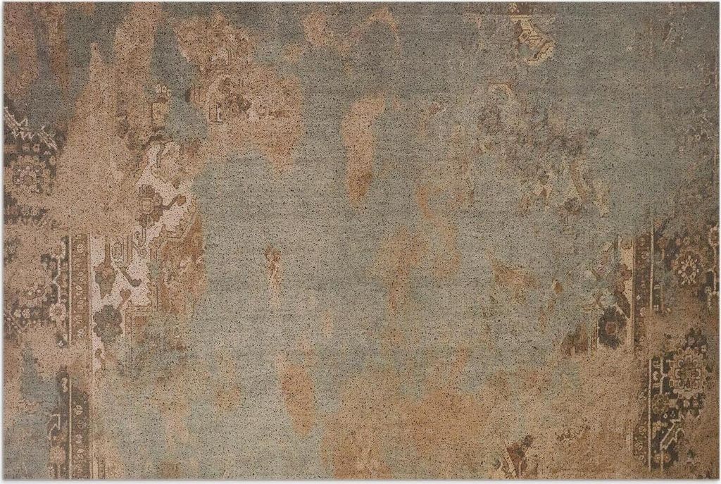 Shabby Patchwork Grün – Vinylteppich – 140x210 cm – Outdoor Teppich – Terrasse – Wetterfest – Modern