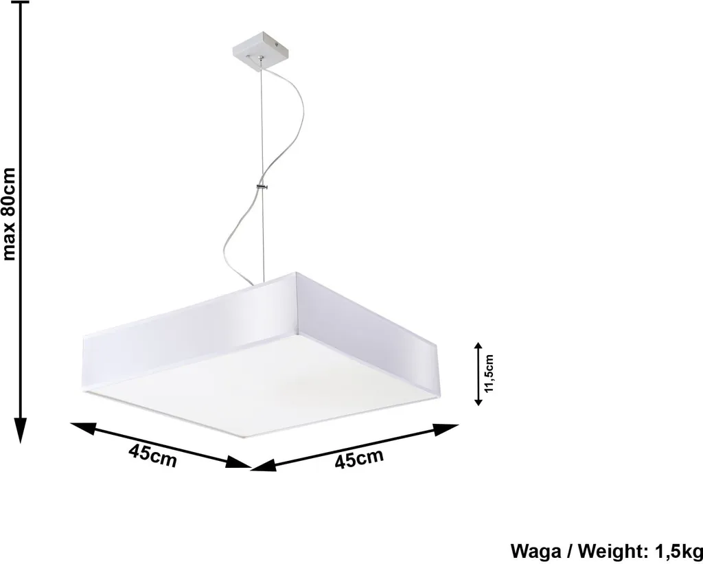 Suspension blanche 80 cm en PVC robuste diffuseur de lumière harmonieux