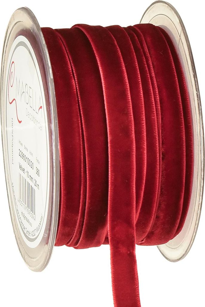 Dekobänder Velvet Bordeaux 10mm 20m - Samtband für Dekoration, Tischdeko, Geschenke