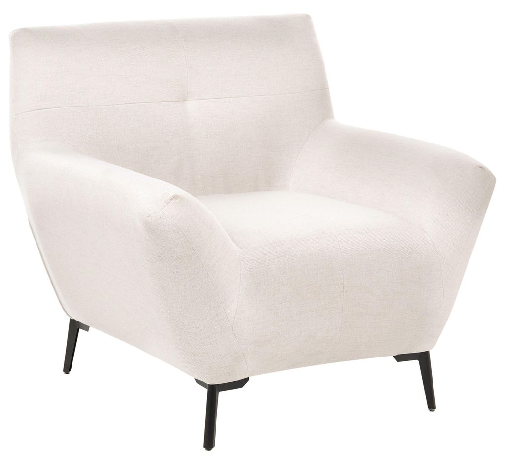 BELIANI Sessel Cremeweiß Stoff mit Armlehnen Gepolstert Schwarze Metallbeine Modernes Design Wohnzimmer Leseeecke Polstersessel