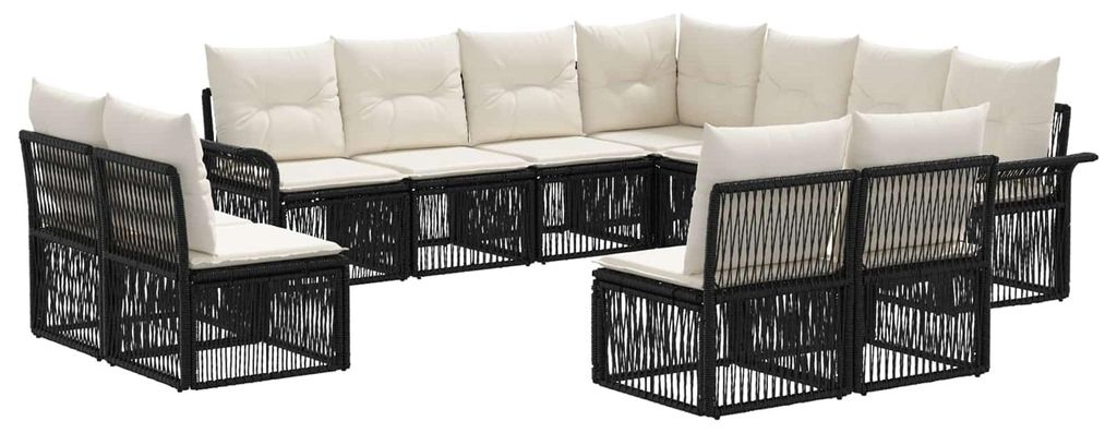 vidaXL Gartensofa-set 11 pcs Schwarz Poly-Rattan