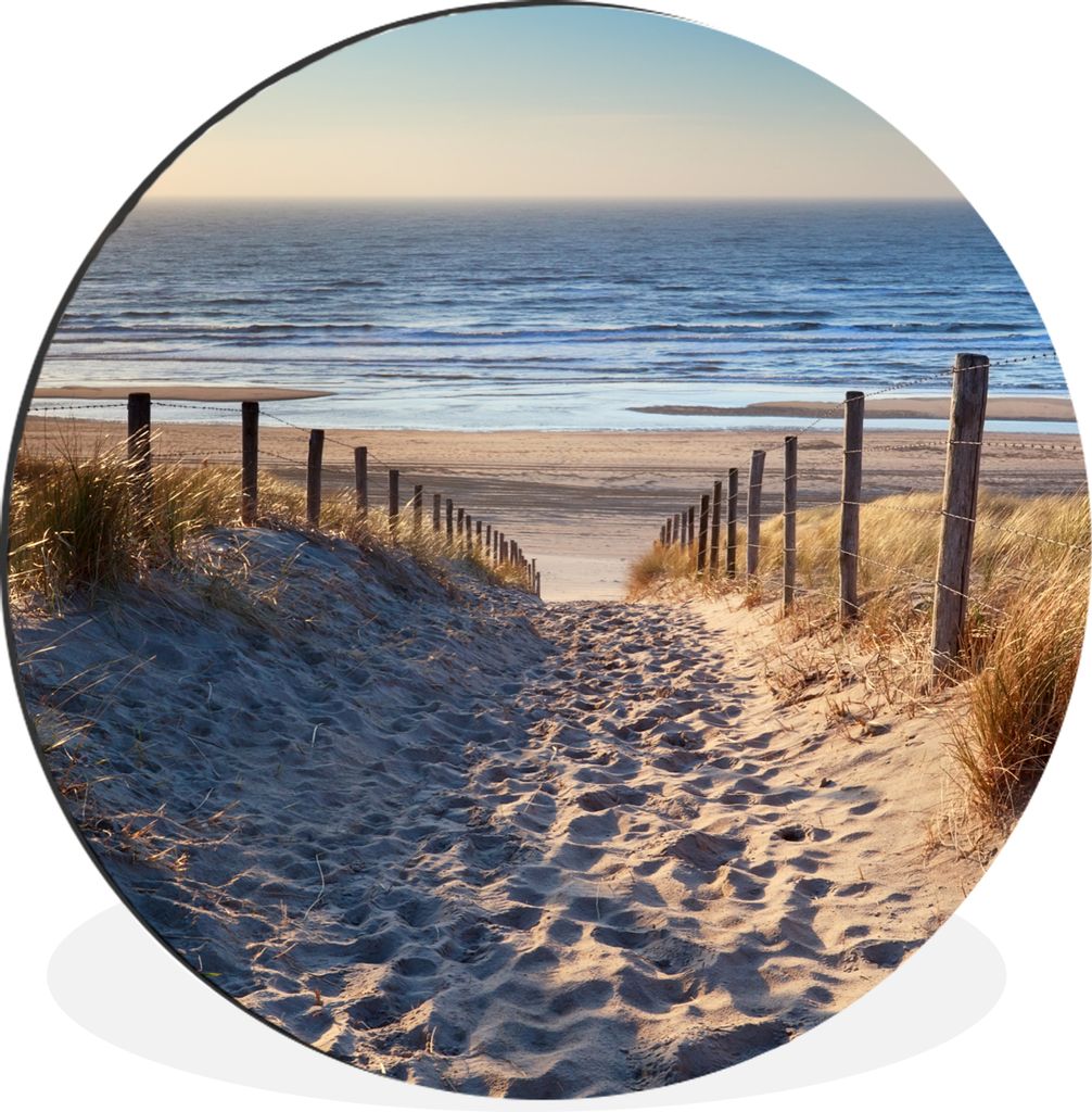 MuchoWow Aluminium Wandkreis Strand - Meer - Niederlande - Dünen - Sonne Ø 30 cm Wanddeko Modern Wohnzimmer - Wand Bild - Wohnzimmer - Runde Bi...
