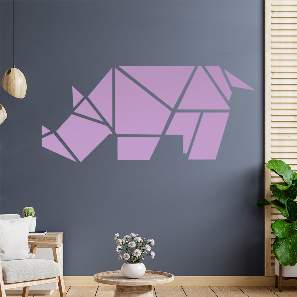 Papierfalten Nashorn Wandtattoo Wandaufkleber Wall Sticker - Dekoration, Küche, Wohnzimmer, Schlafzimmer, Badezimmer