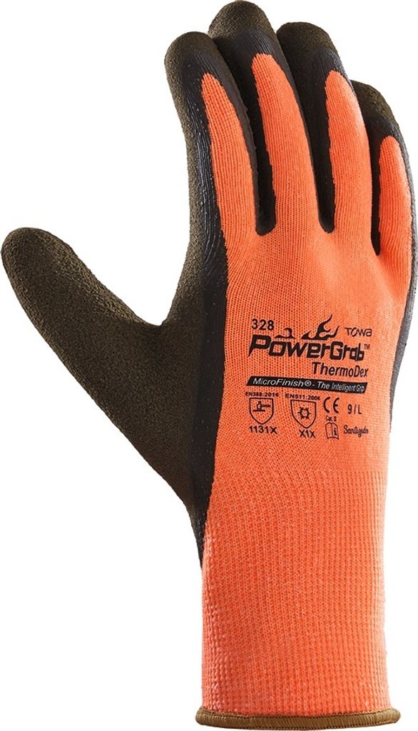 TOWA Winterhandschuhe PowerGrab Thermodex, Orange/Schwarz