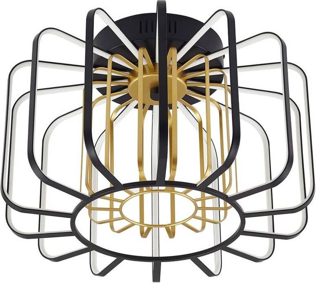 Lucande LED-Deckenleuchte Birger, Ø 39,5cm, schwarz/gold