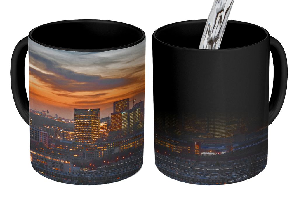 KitchenYeah Zauber Tasse Zaubertasse Magic Amsterdamer Architektur in den Zuidas 350 ml Farbwechsel Becher Geschenk Geschenkidee - Magic-Tasse - ...