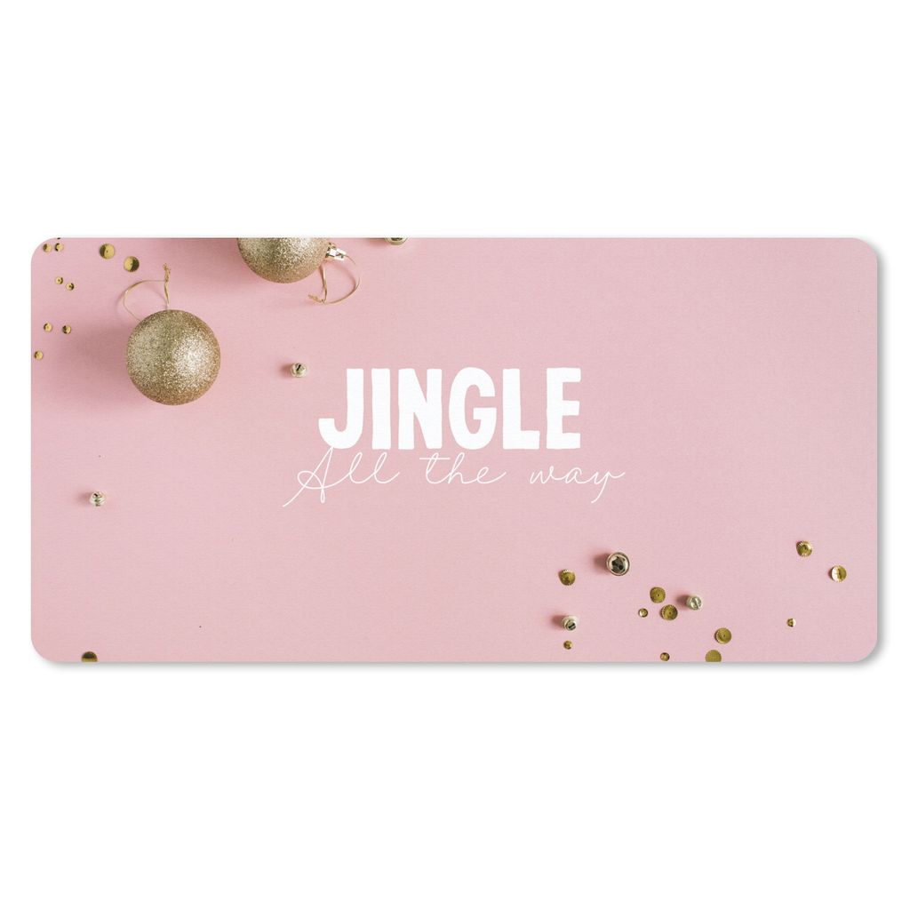 MuchoWow Schreibtischunterlage Winter - Gold - Rosa 80x40 cm - XXL Mauspad - Gaming Mauspad