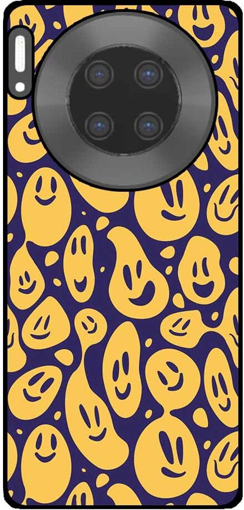 Smartphonica Telefon Fall geeignet für Huawei Mate 30 Pro mit Smiley Druck - TPU zurück Abdeckung Fall Emoji Design - lila gelb