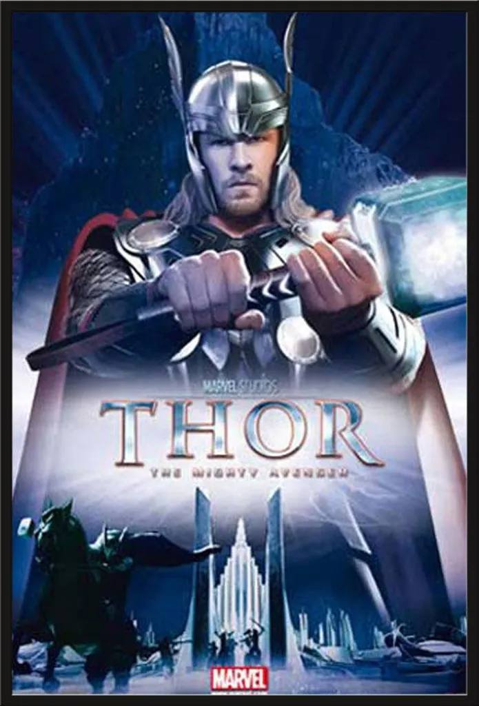 Décoration Murale Thor Asgard avec cadre noir prêt à poser Shinsuke