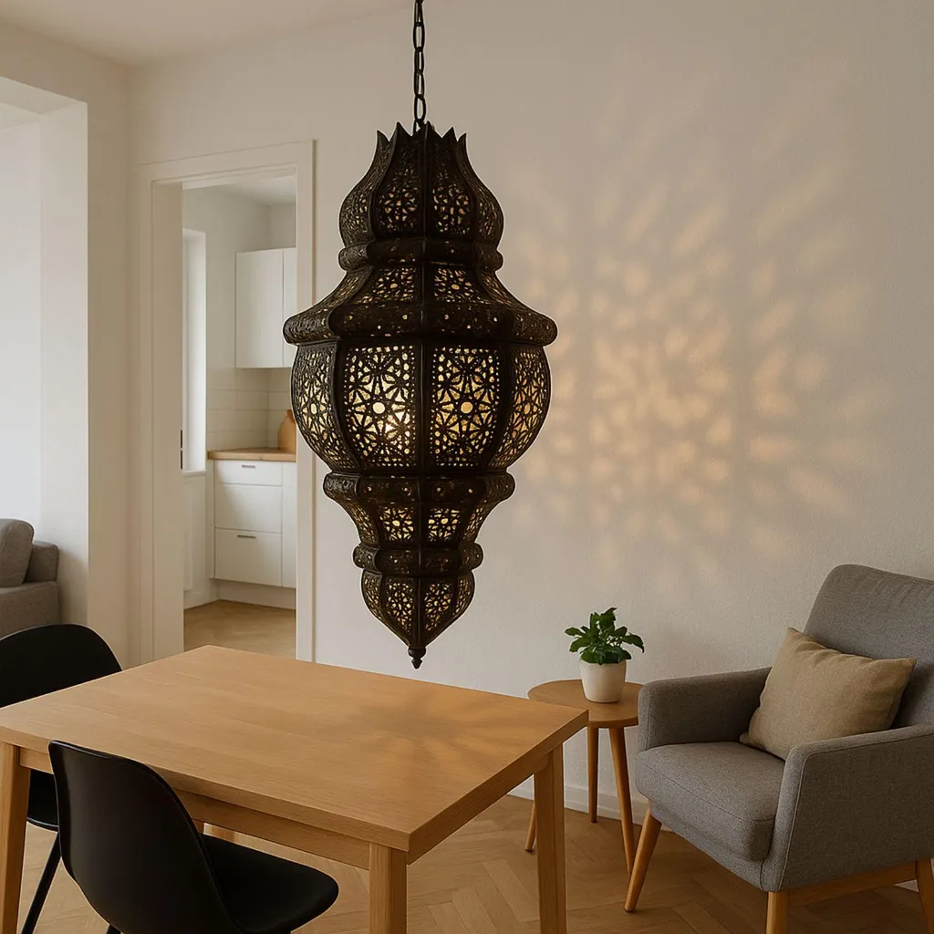 Suspension Design Oriental Abal avec Douille E27 et Finition Rouille Loft - 3