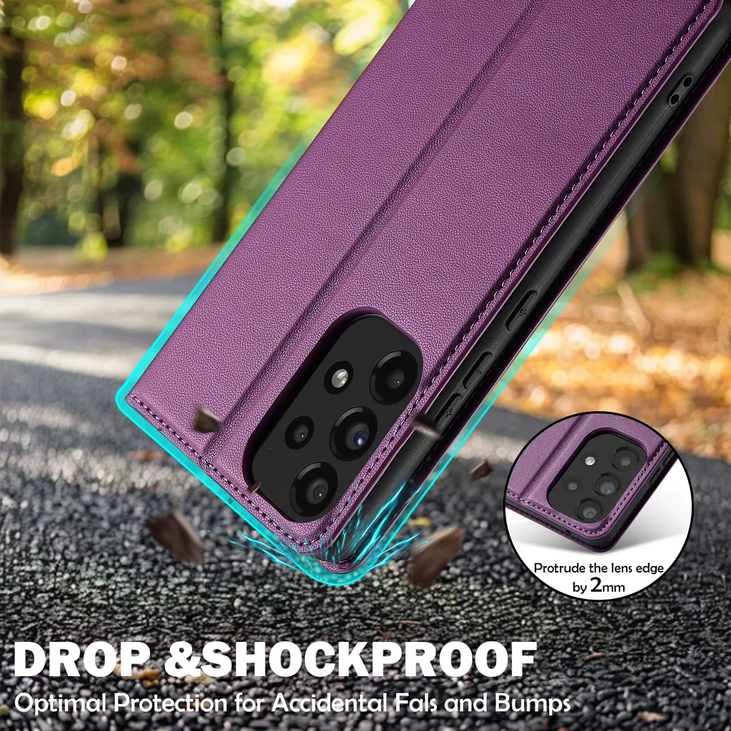 Custodia magnetica in pelle flip per Samsung Galaxy A53 5G, con slot per schede e funzione stand Purple - 8