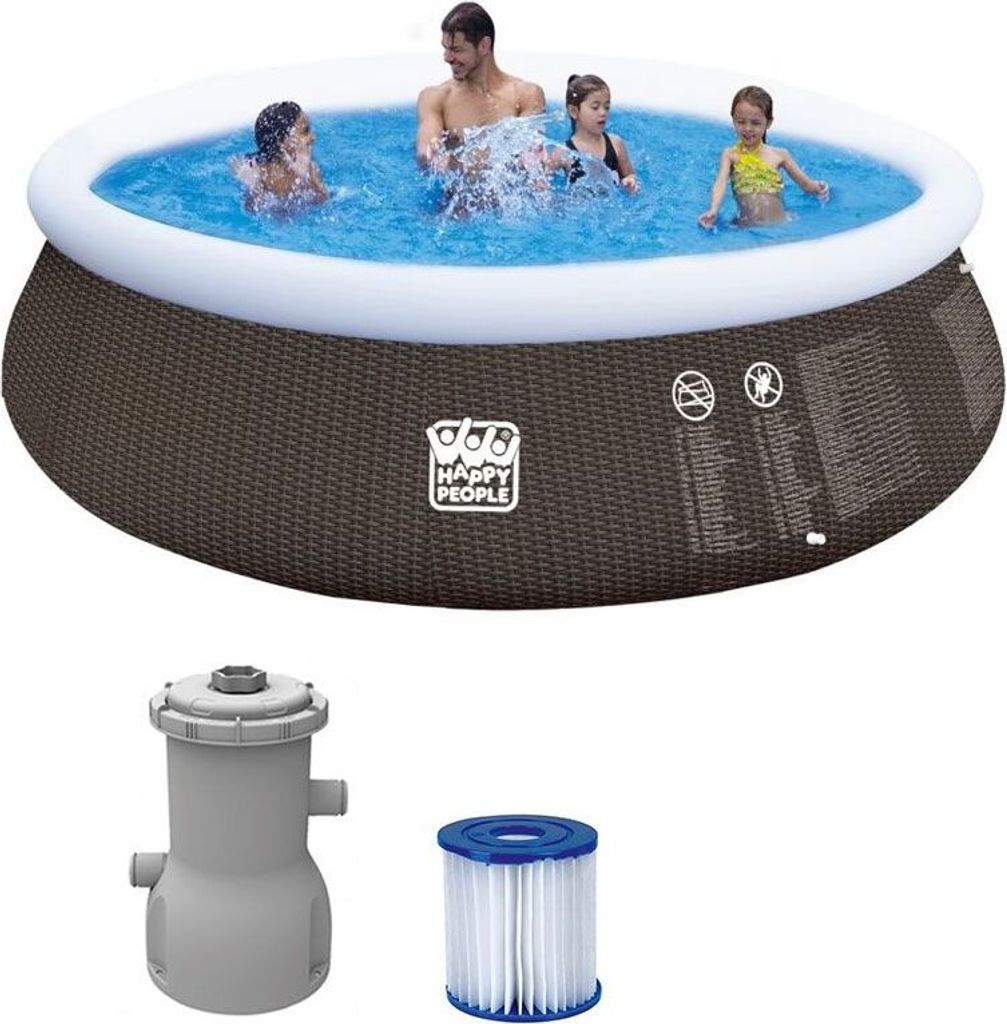 Happy People Quick Up Pool Set 390 x 84 cm im Rattandesign Produktbild 
