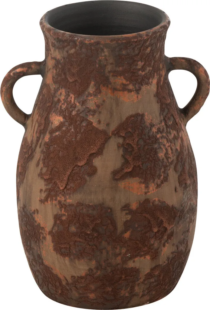 Petit Vase Amphore J-Line Terra Brown Rust pour Décoration d'Étagère