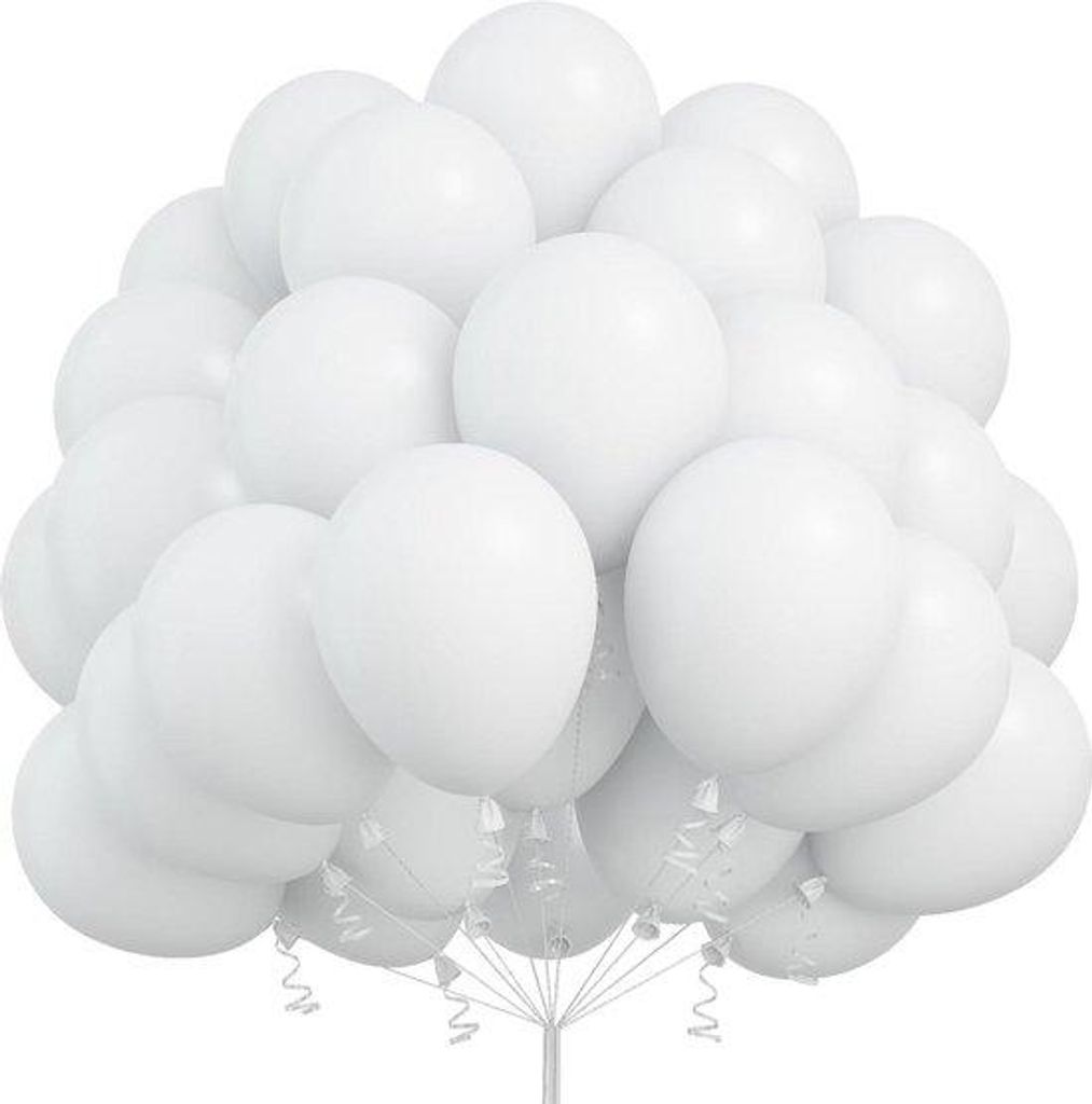 Weißes Ballonset aus 50 Stücken 30 cm - Partyballons für Geburtstag Hochzeit - Abschluss Abi Verlobung Babyshower. Luftballonpumpe