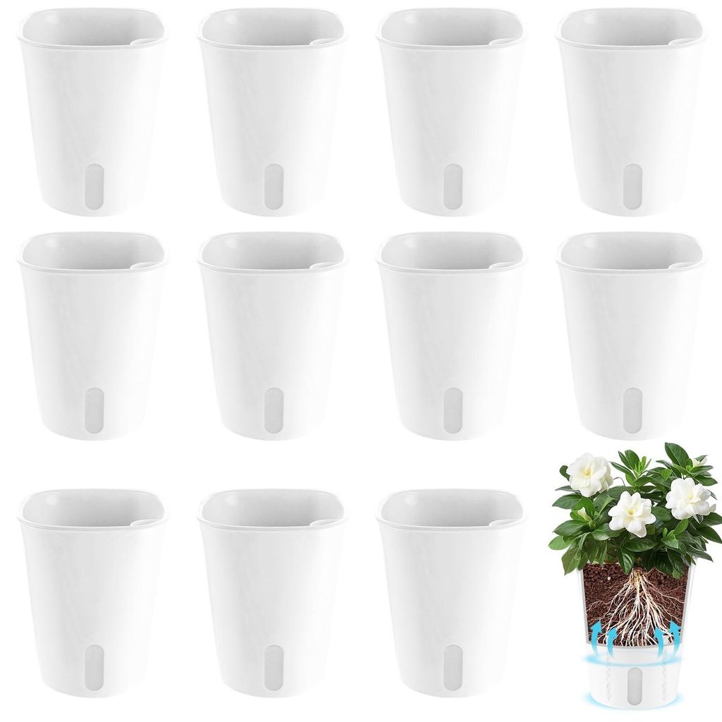 Omgoods - Lot de 12 pots de fleurs - Auto-arrosage - Avec Image du produit 