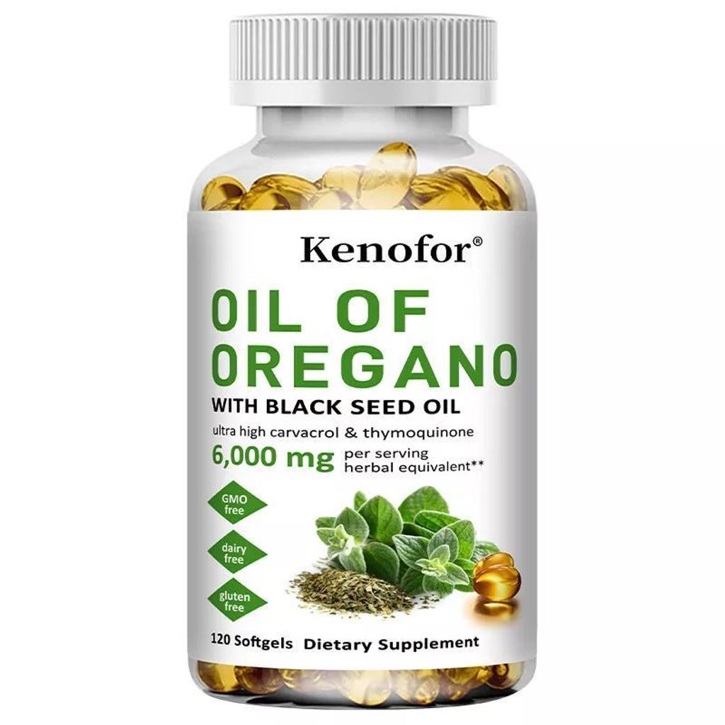 Oil of Oregano 6000mg with Black Seed Oil (120 Kapseln) Nahrungsergänzungsmittel, Immunsystem, Verdauung, Vitalität