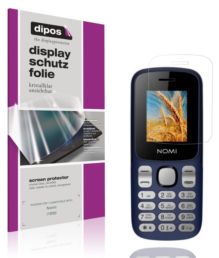 4x Schutzfolie für Nomi i1890 klar Displayschutzfolie Folie Display Schutz dipos
