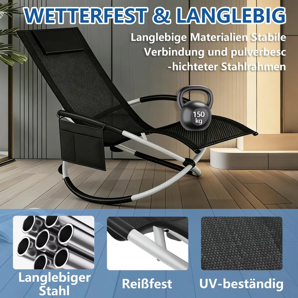 Transat de Jardin Pliable XINZI pour Camping et Terrasse - Haute Qualité - 3