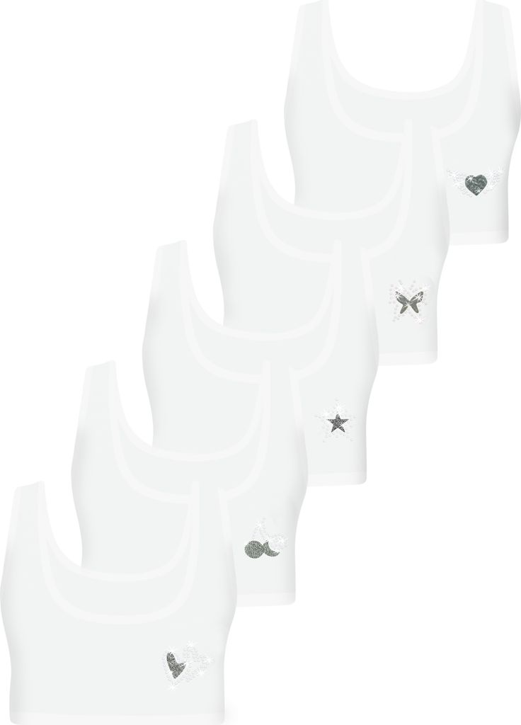 5er Set Mädchen Bustier BH - Strass - Bunt Produktbild 