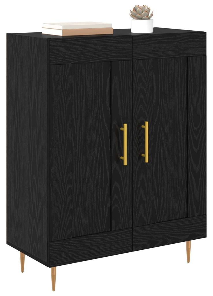 vidaXL Credenza look rovere nero 69,5 x 34 x 90 cm Immagine del prodotto 