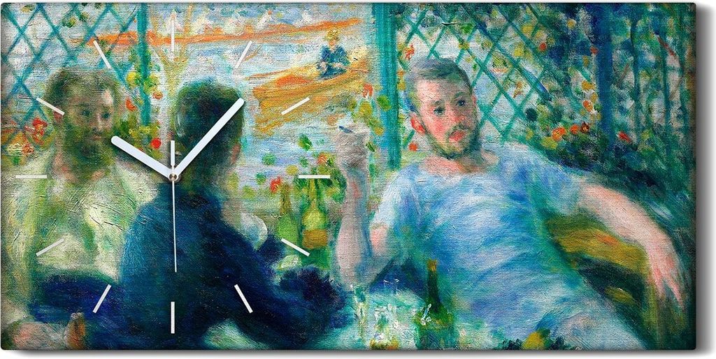 Dekor Leinwand Uhr Wandbilder 60x30 Gemälde Blumen Fluss Schiffe Menschen Kunst - weiße Hände