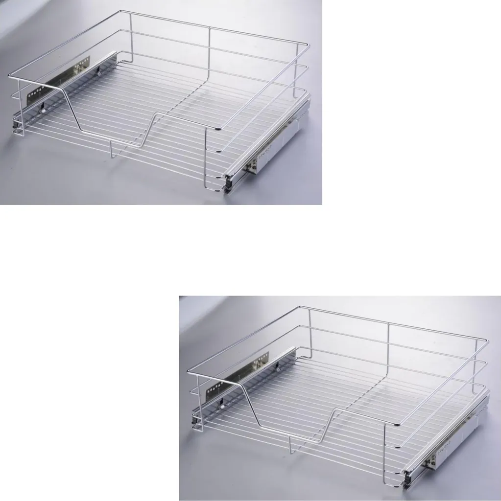 Novaliv Lot de 2 Tiroirs Télescopiques en Acier pour Cuisine 49x44x14cm