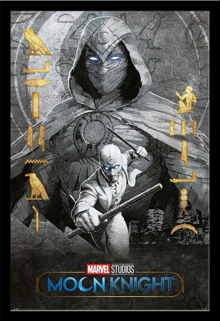 Moon Knight - Poster - Marvel + cornice rimovibile, Shinsuke® Maxi MDF nero, disco acrilico