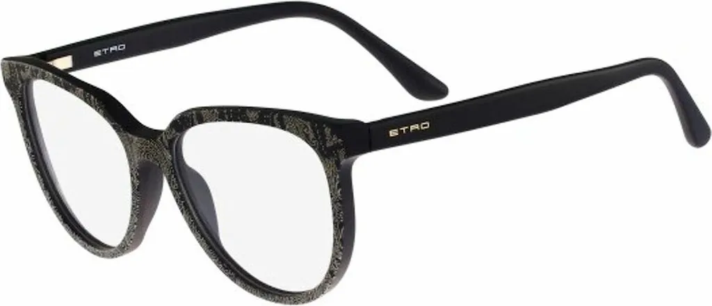 Monture de Lunettes de Vue Femme Etro ET2613 Noir Mat et Paisley 52mm