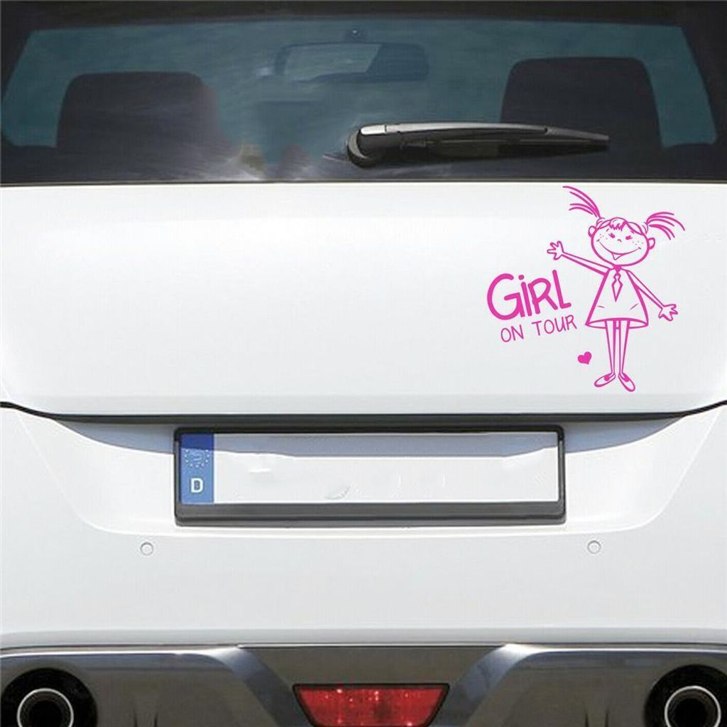 Auto Aufkleber MÄDCHEN an Bord on Tour Board 15x16 cm Pink Sticker Heckscheibenaufkleber