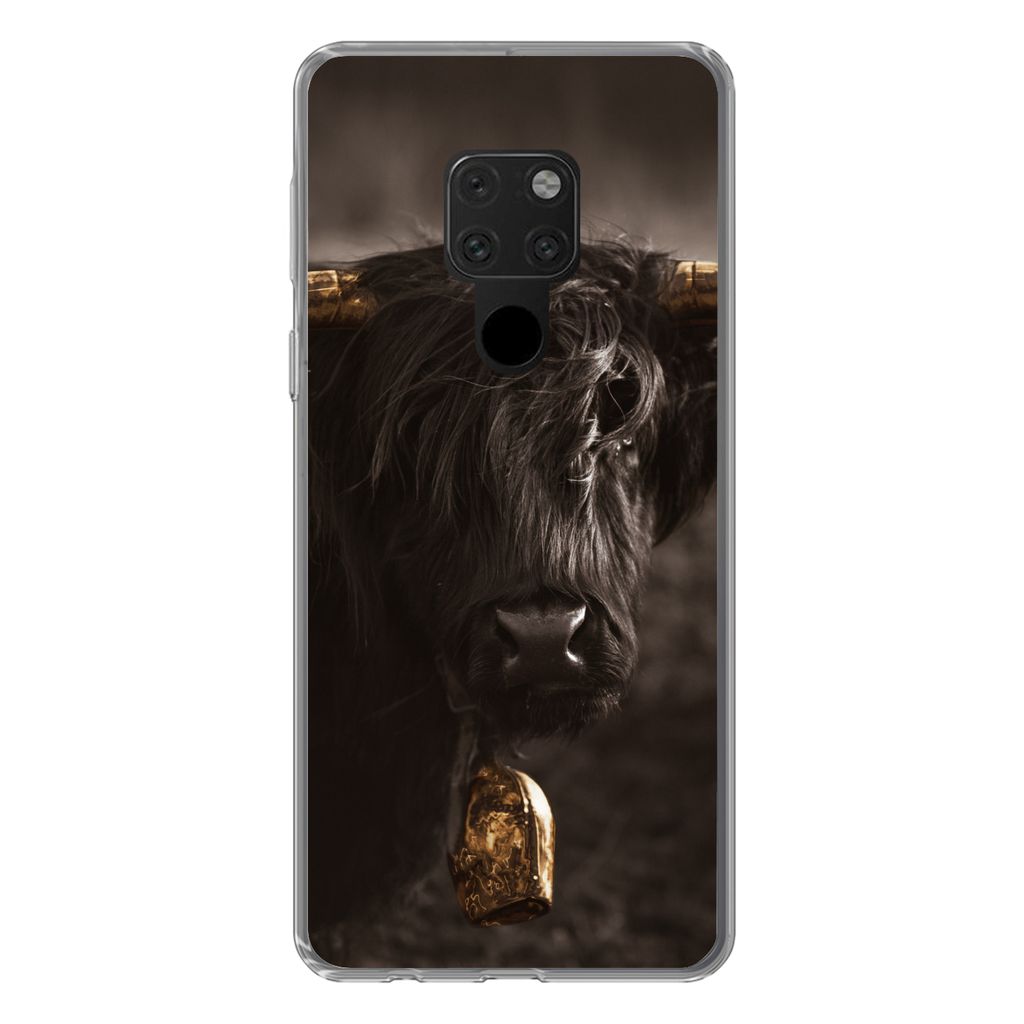 MuchoWow Handyhülle Schutzhülle Hülle für Huawei P40 Lite Schottischer Highlander - Fell - Schwarz Silikon Softcase Handy Hülle - Handy