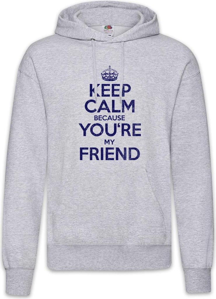 Urban Backwoods Keep Calm Because You're My Friend, Herren Hoodie, Farbe: Hellgrau, Größe: 2XL