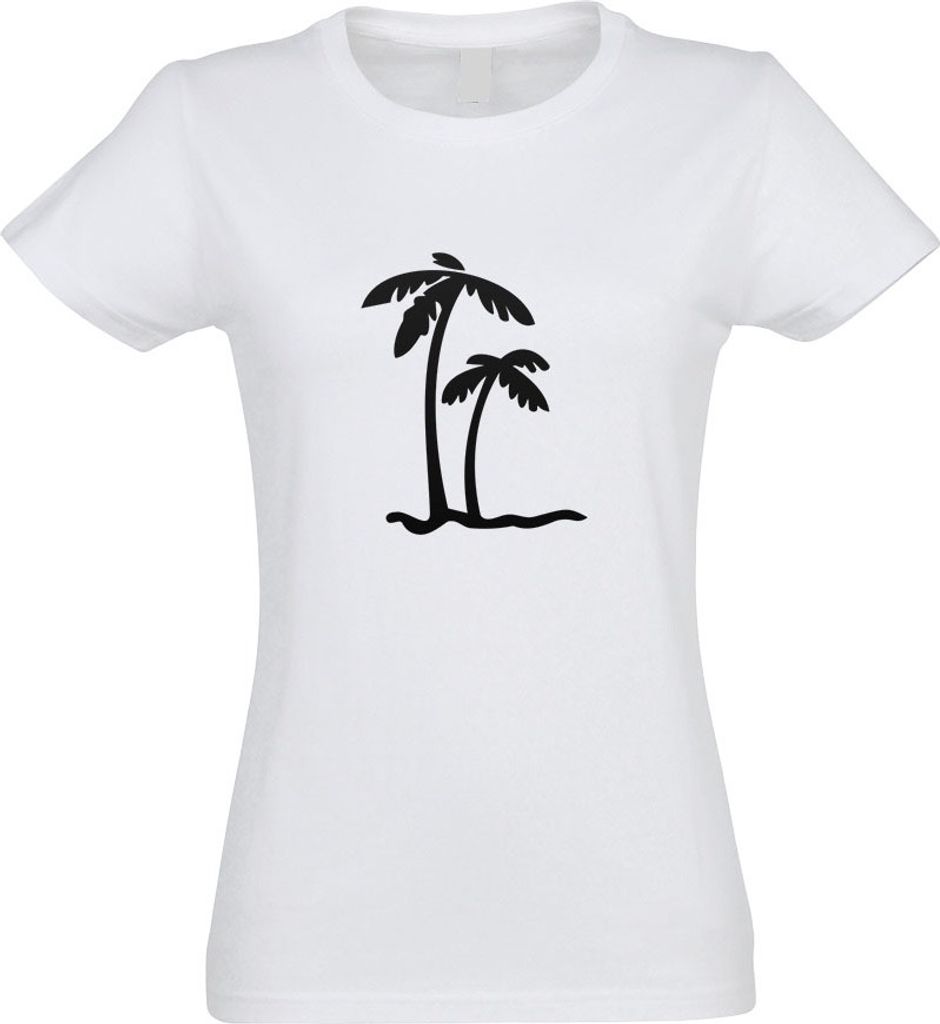 Kiwistar - T-Shirt tailliert - Damen - Weiss - Palmen - mit Motiv Bedruckt - Funshirt Design - Sport - Freizeit - Damen - M