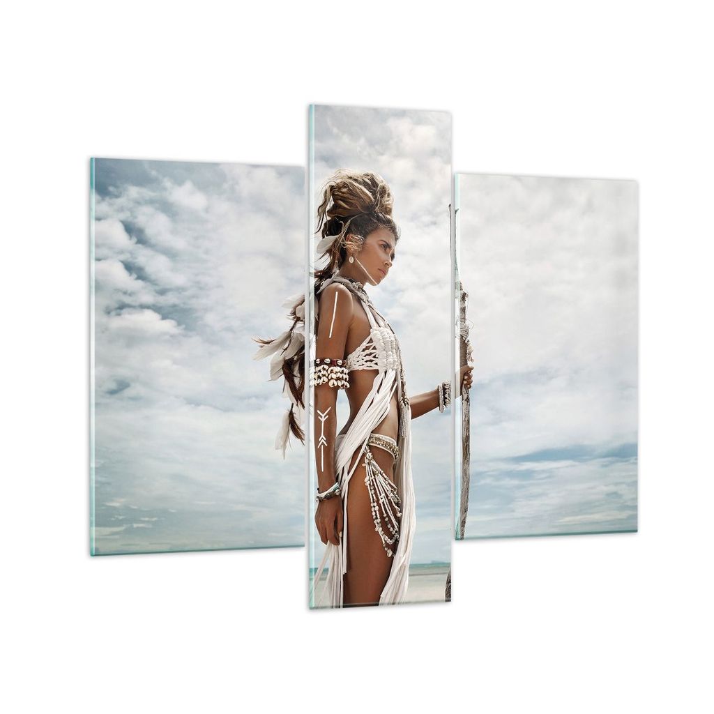 Bilder auf glas - 3 Teile - Brennen Mann Frau - 95x80cm - Glasbilder - Wandbilder - Bilder - zum Aufhängen bereit - Wanddekoration aus Glas - Glas...