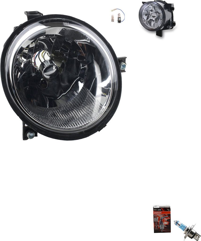 Johns, Scheinwerfer + Osram Night Breaker Laser passend für VW Lupo 6X 09/98-07/05 H4 R 6X1941752C 6X1941752H 6X1941752J 6X1941752F 6H0941700A 6H0...