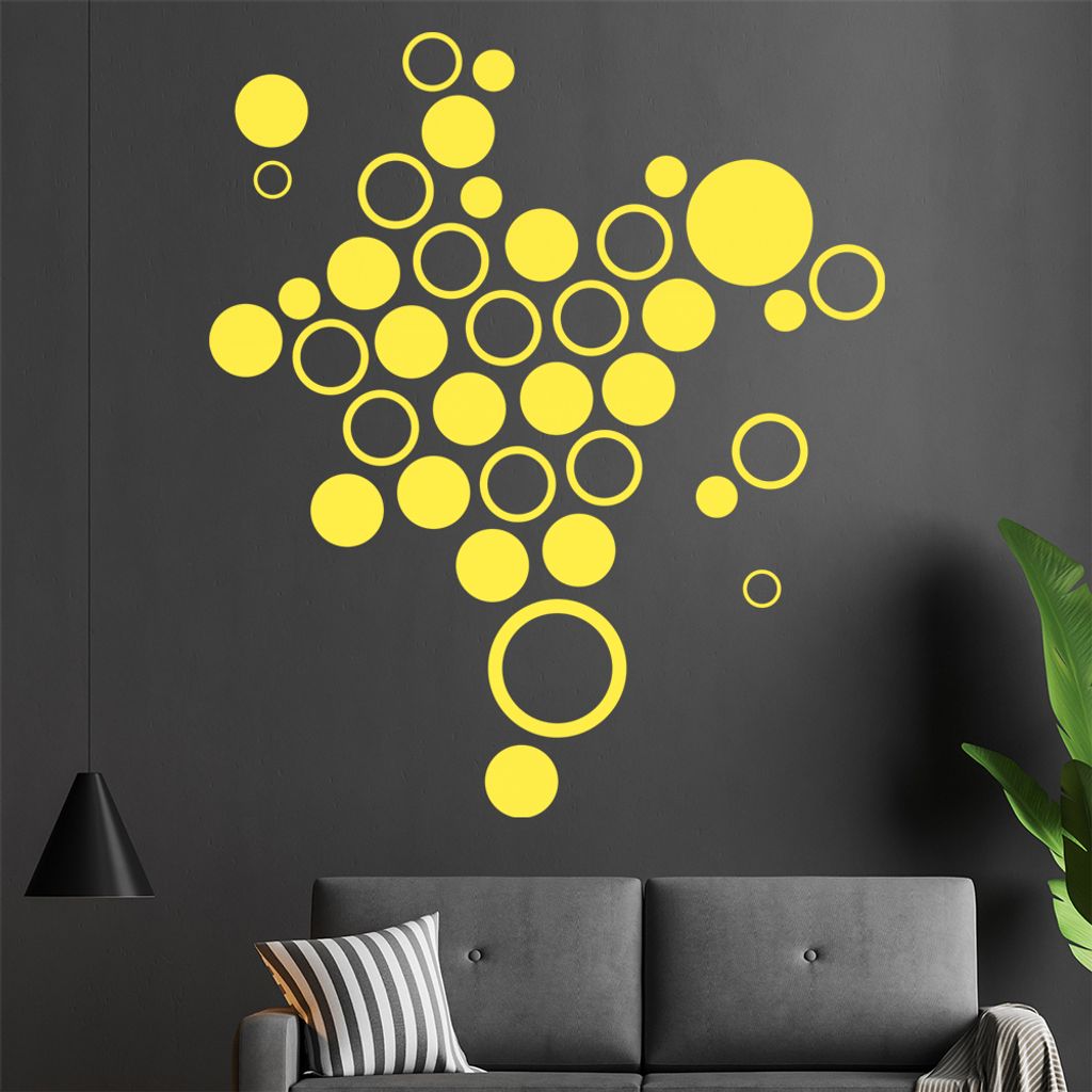 Retro Kreise Wandtattoo in 6 Größen - Wandaufkleber Wall Sticker - Dekoration, Küche, Wohnzimmer, Schlafzimmer, Badezimmer