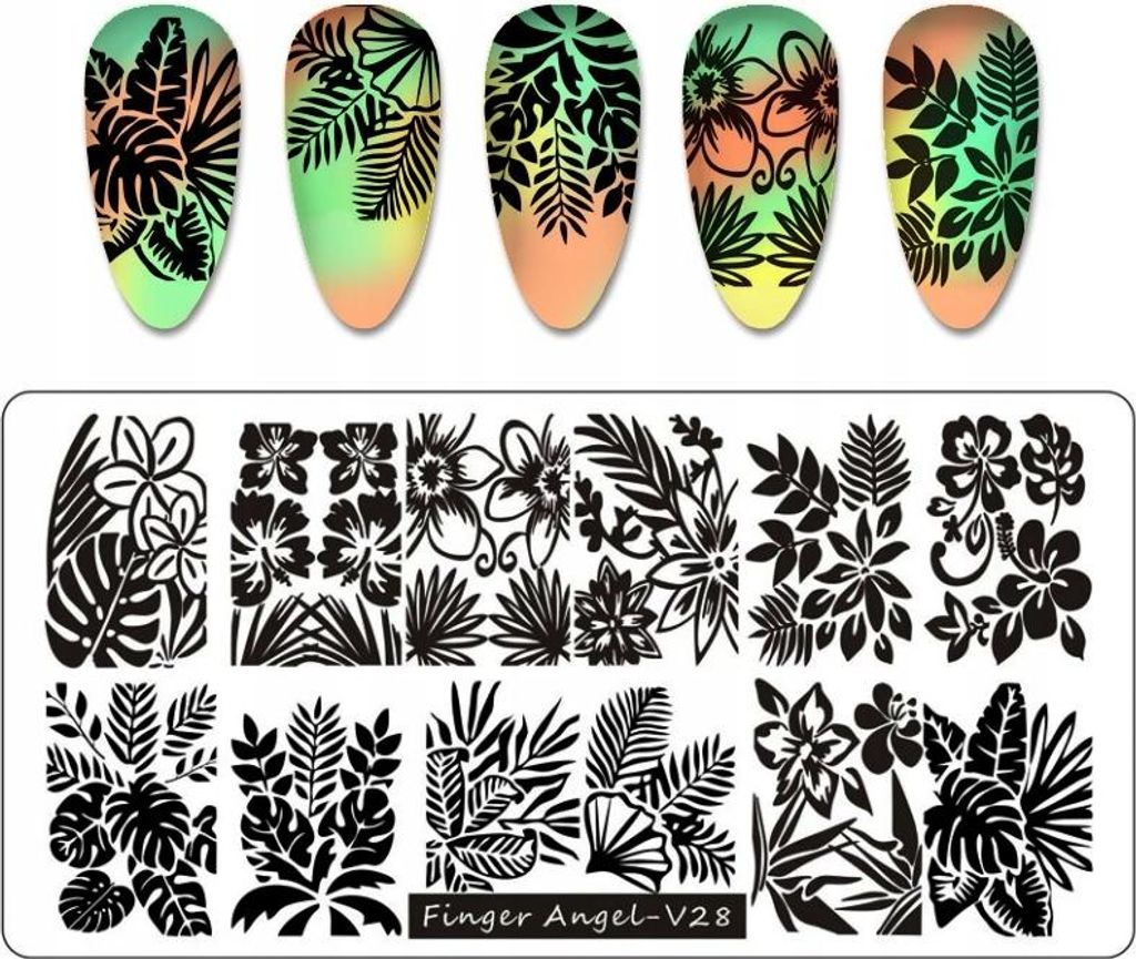 Finger Angel Nail Art Stempelplatte - V28