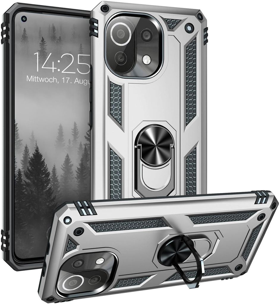 Armor Outdoor Handyhülle für Xiaomi Mi 11 Lite / 11 Lite 5G Handy Panzer Case Cover Schutzhülle Farbe: Silber