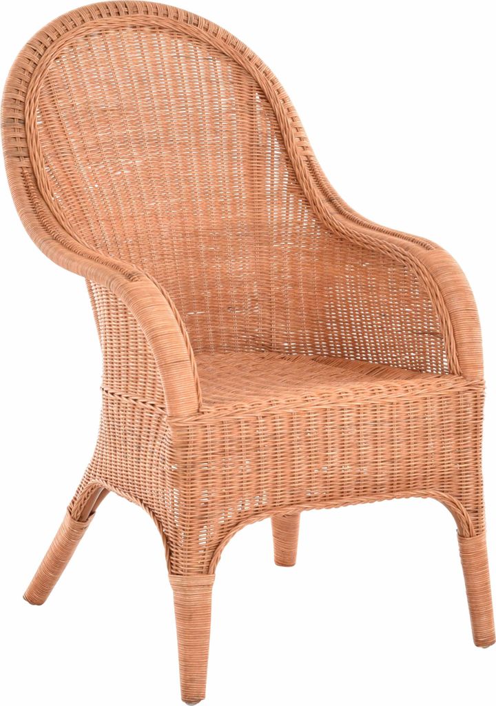 KRINES HOME Bequemer Rattansessel mit hoher Rückenlehne Rattan Rattanstuhl Lounge mit Breiten Armlehnen (Terracotta)