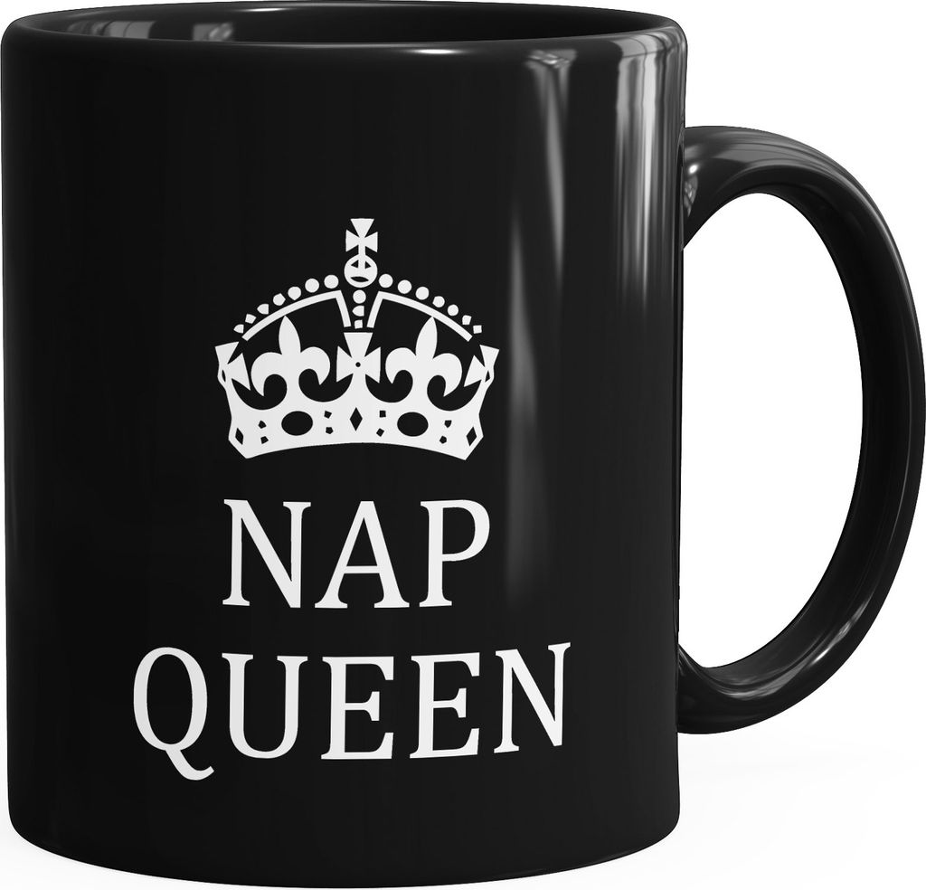 Kaffeetasse NAP Queen Tasse Krone Teetasse Keramiktasse MoonWorks schwarz unisize
