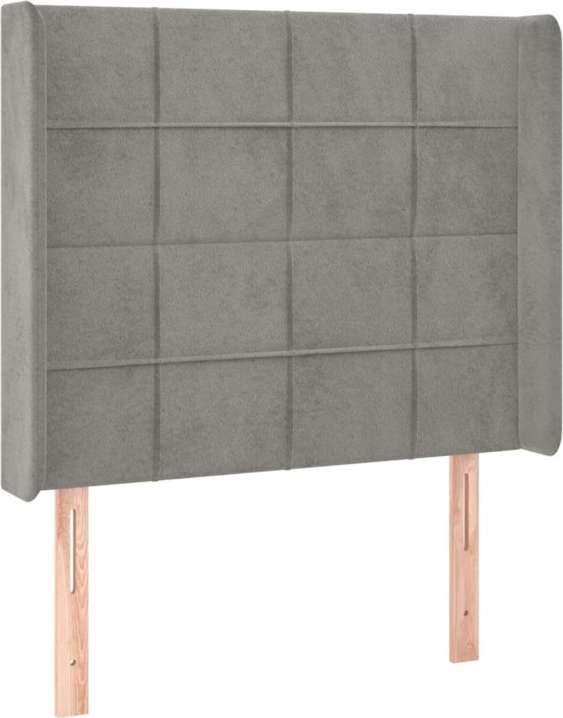 Kopfteil mit Ohren Hellgrau 103x16x118/128 cm Samt
