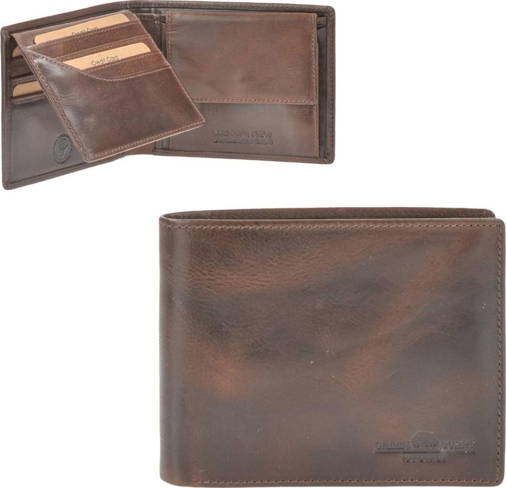 Greenburry Geldbörse Leder Newport Herren Portemonnaie 12x9,5 cm braun