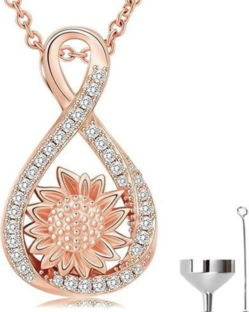 Collier Cendrier Or Rose avec Kit de Remplissage et Chaîne Acier de 55 cm