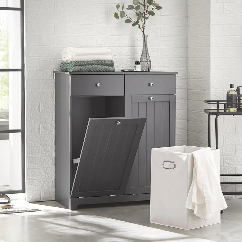 Meuble Buanderie Anti-Désordre Gris Scandi BZR33-DG : Cachez votre Linge