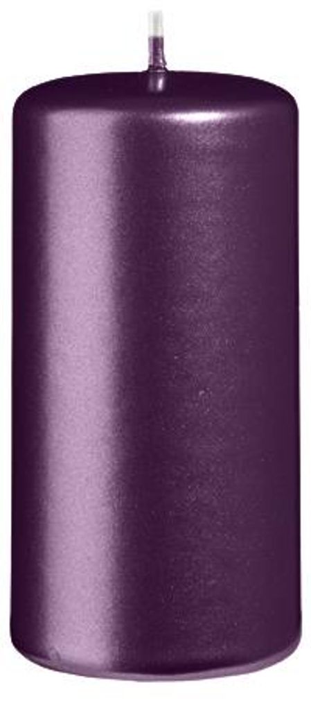 Stumpenkerzen Metallic Matt Pflaume 100 x Ø 50 mm, 12 Stück
